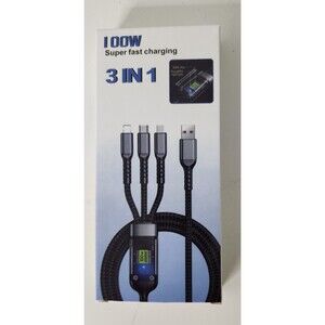 Fast 3 in 1 Multi USB Braided Charging Cable For IPhone/Type C/Micro USB